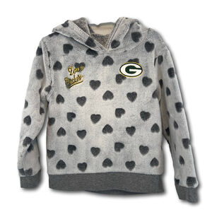 NFL Team Apparel Greenbay Packers Kids Hoodie Toddler Size 4T Gray Hearts